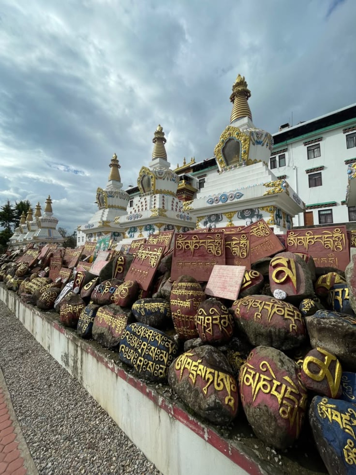 Prayer stones and stupas in the monastery grounds